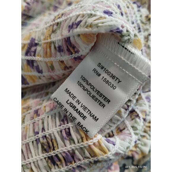 Love Tree Women's Size Large Floral Crop  Smocked Square Neck Summer Boho Top - Picture 12 of 12